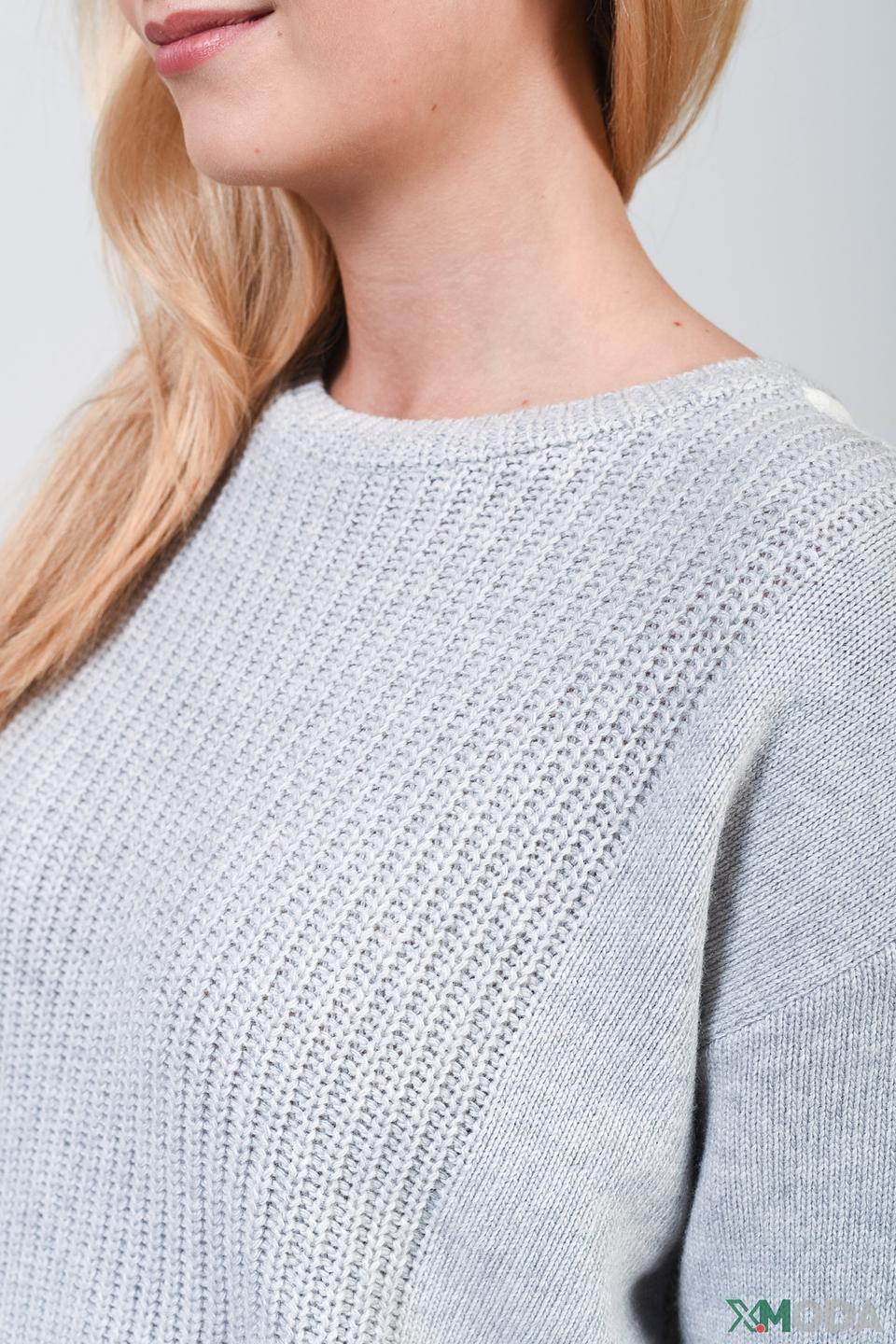 Пуловер Marc Cain колор-блок серый