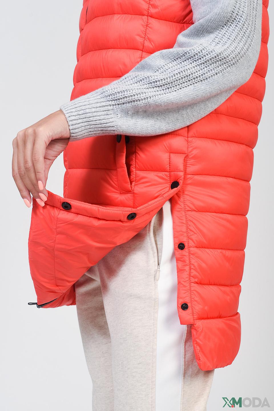 Жилет Frieda and Freddies стеганый оранжевый с капюшоном на кнопках