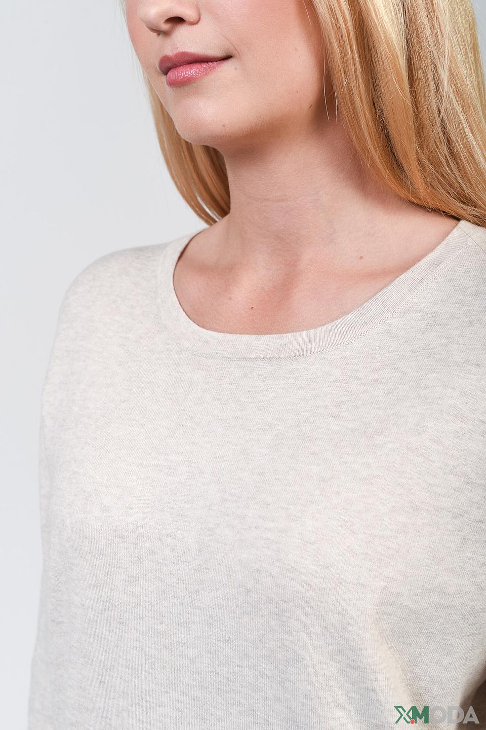 Пуловер Oui бежевый с карманом