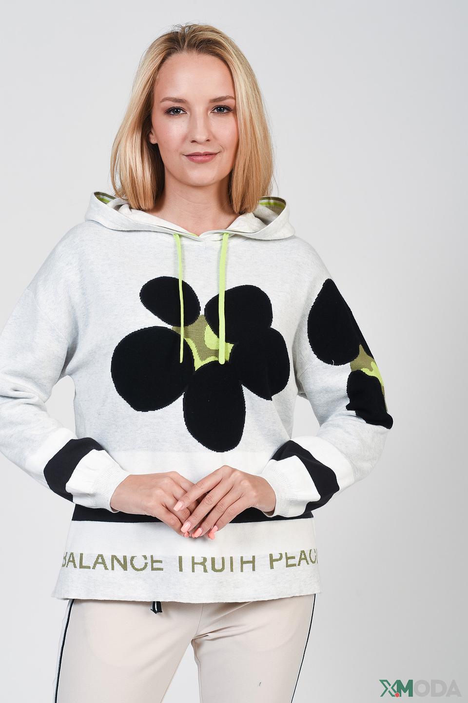 Толстовка Oui с цветами серый