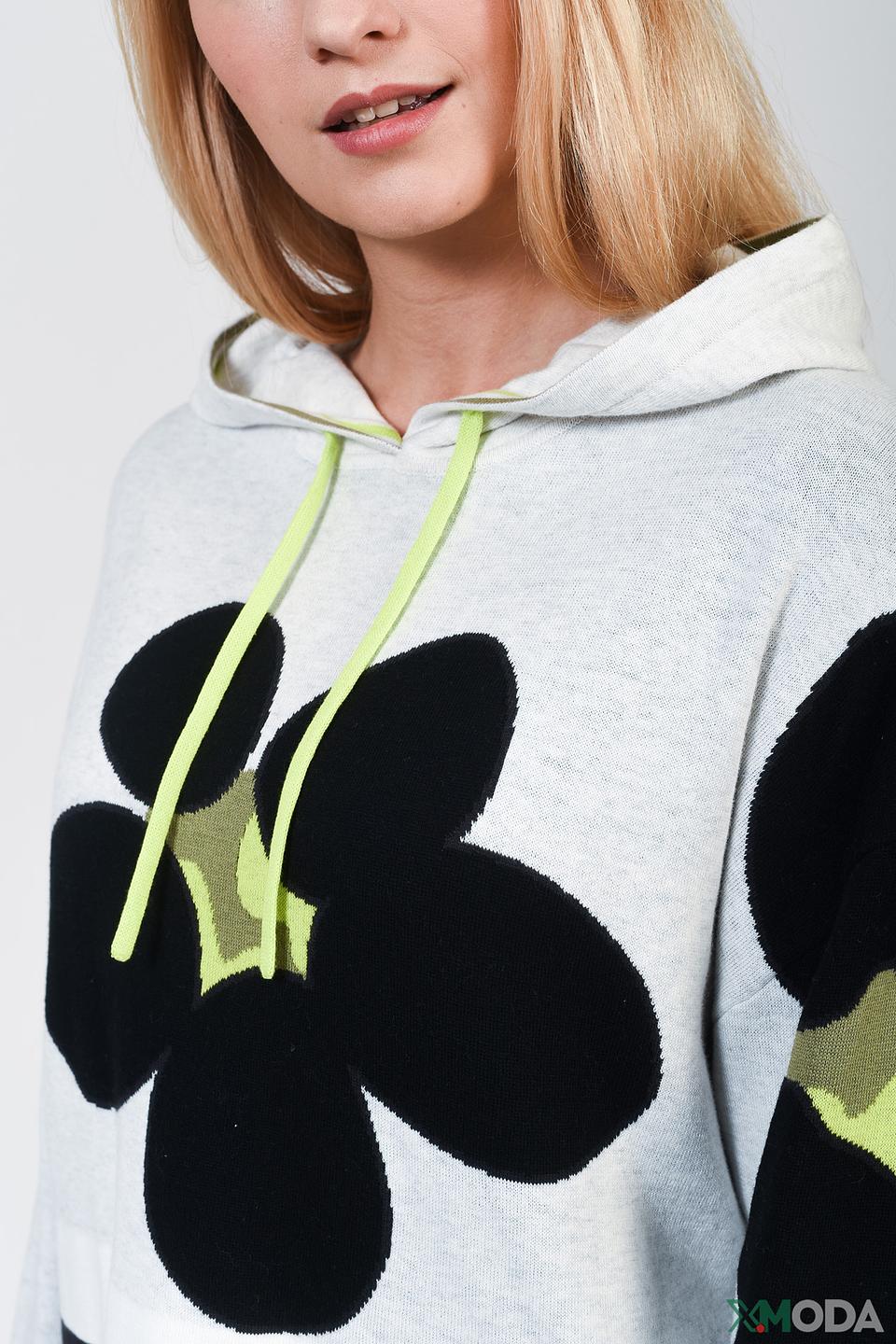 Толстовка Oui с цветами серый