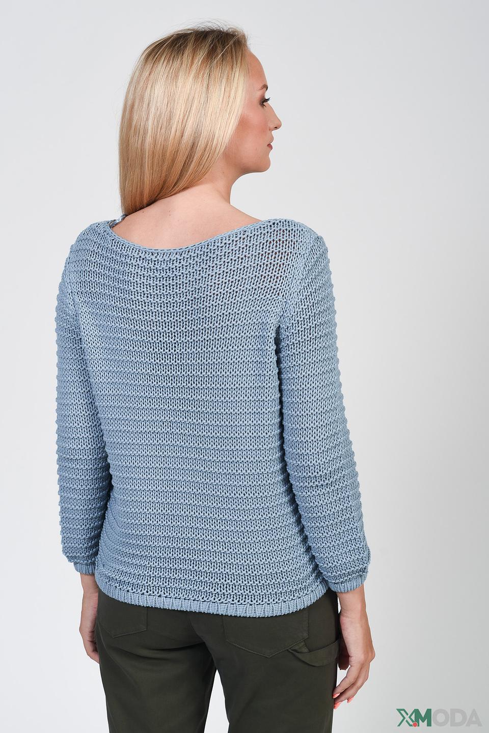 Пуловер Monari голубой с ажурной вязкой