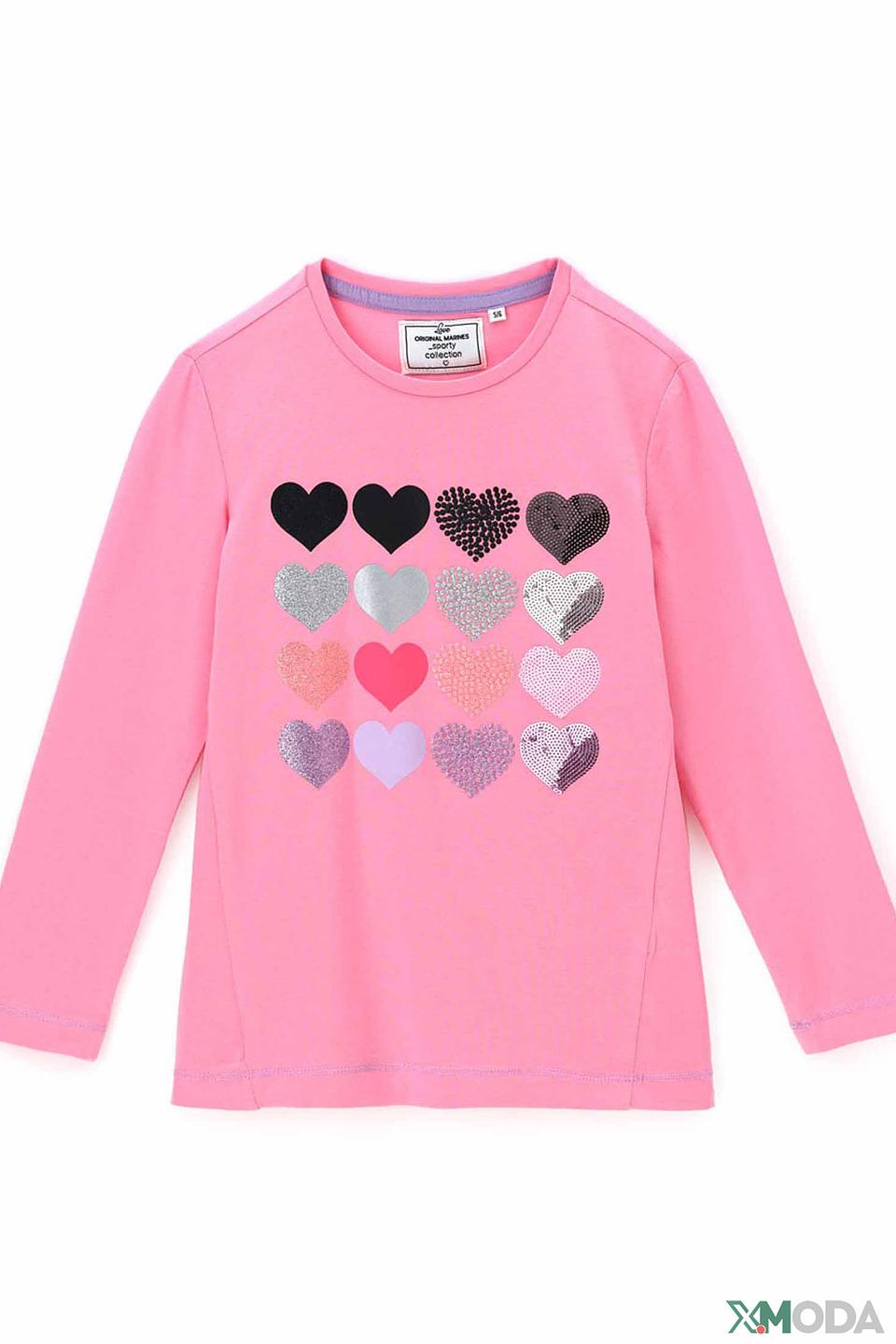 Футболка Original Marines с сердцами розовый