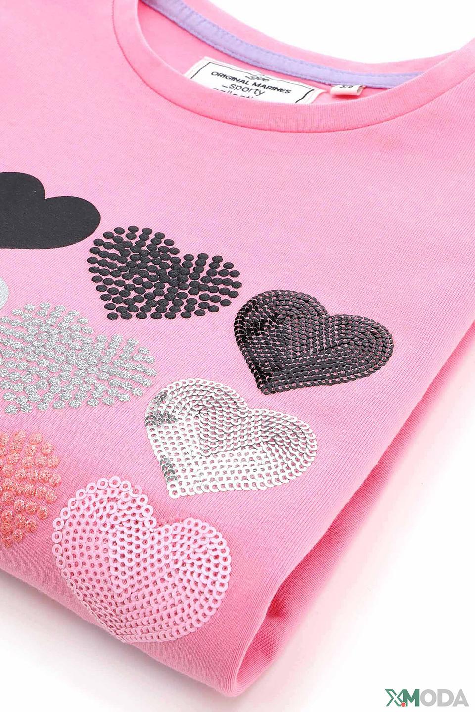 Футболка Original Marines с сердцами розовый