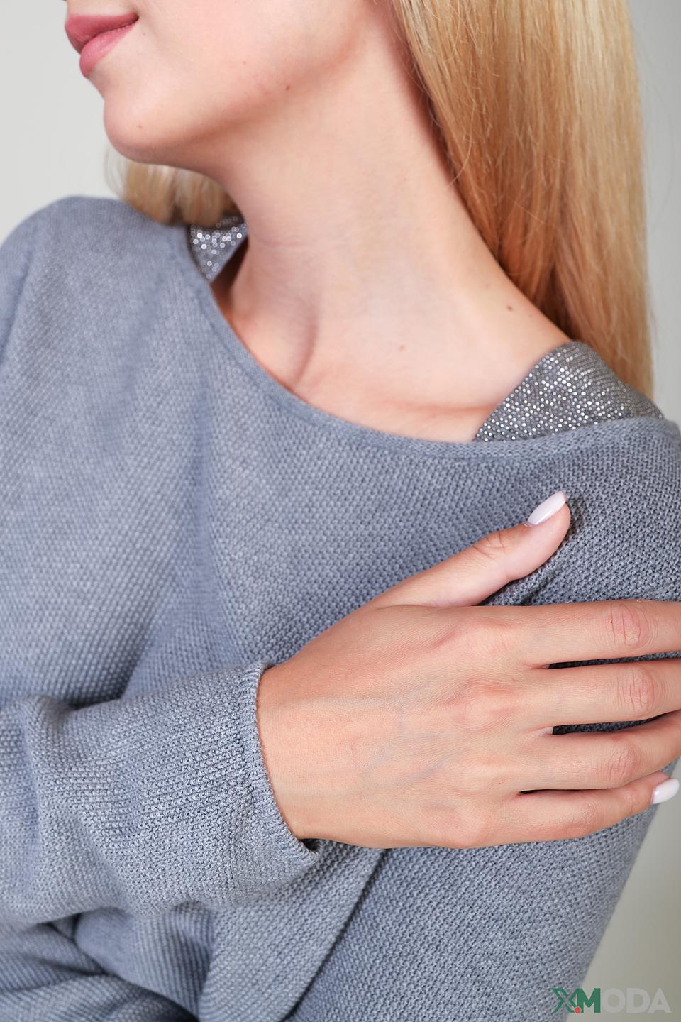 Пуловер Monari серый с вышивкой