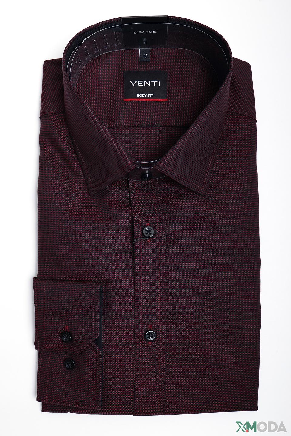Рубашка Venti бордовая приталенная
