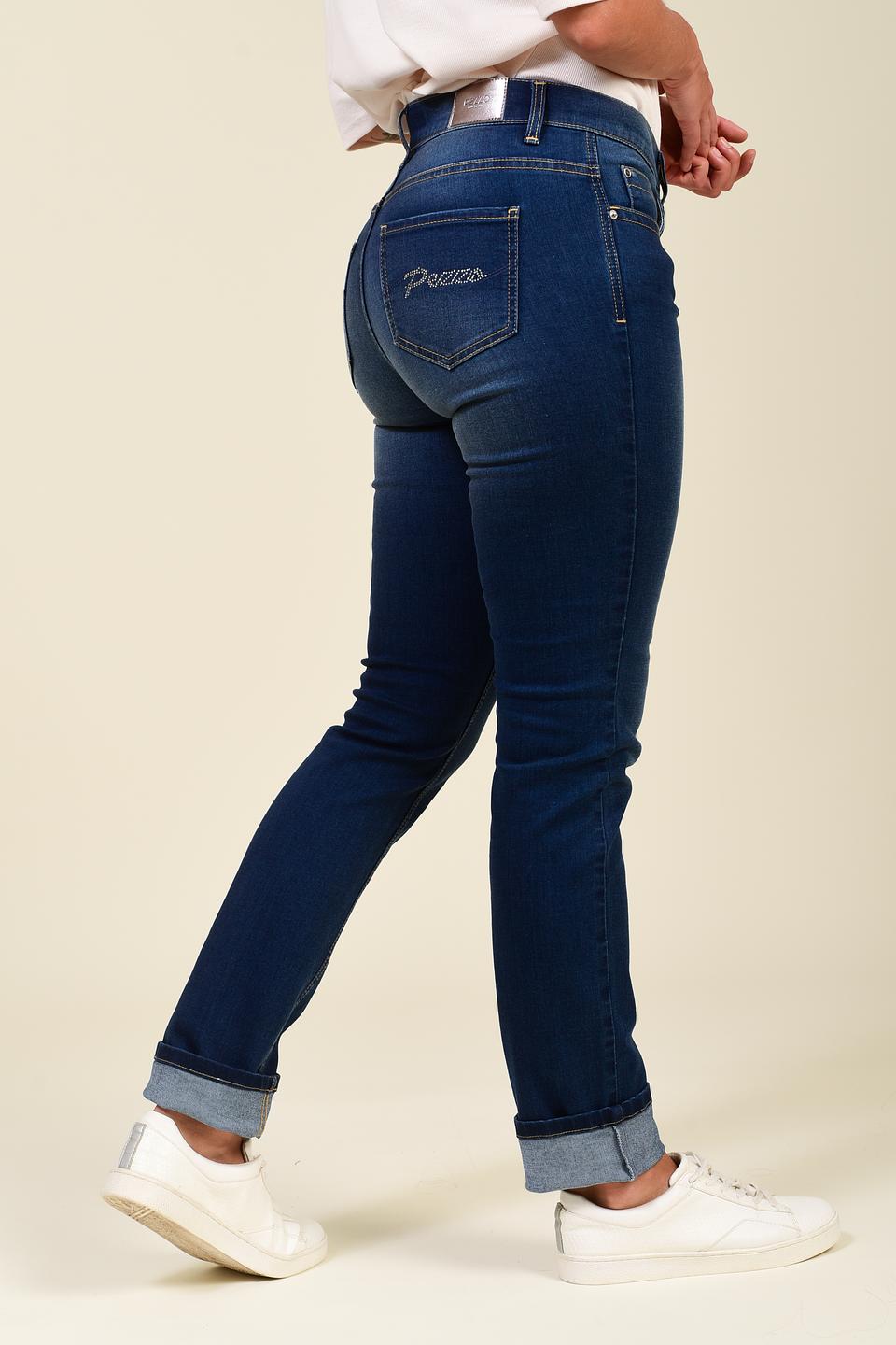 Джинсы Pezzo с подворотами синие