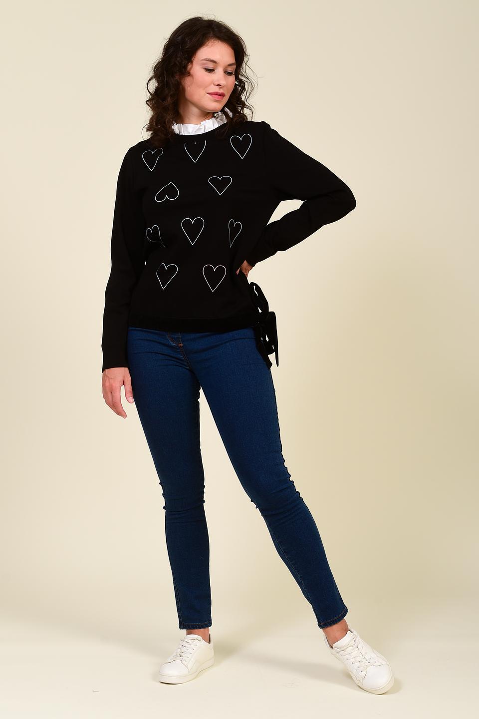 Пуловер Pezzo с сердечками чёрный