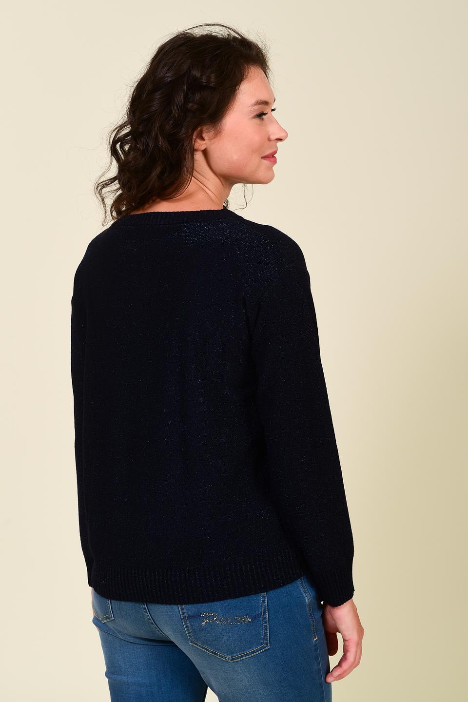 Пуловер Pezzo с пайетками тёмно-синий