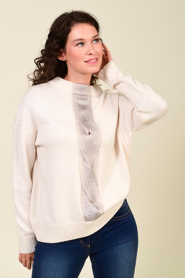 Пуловер Pezzo с косами бежевый