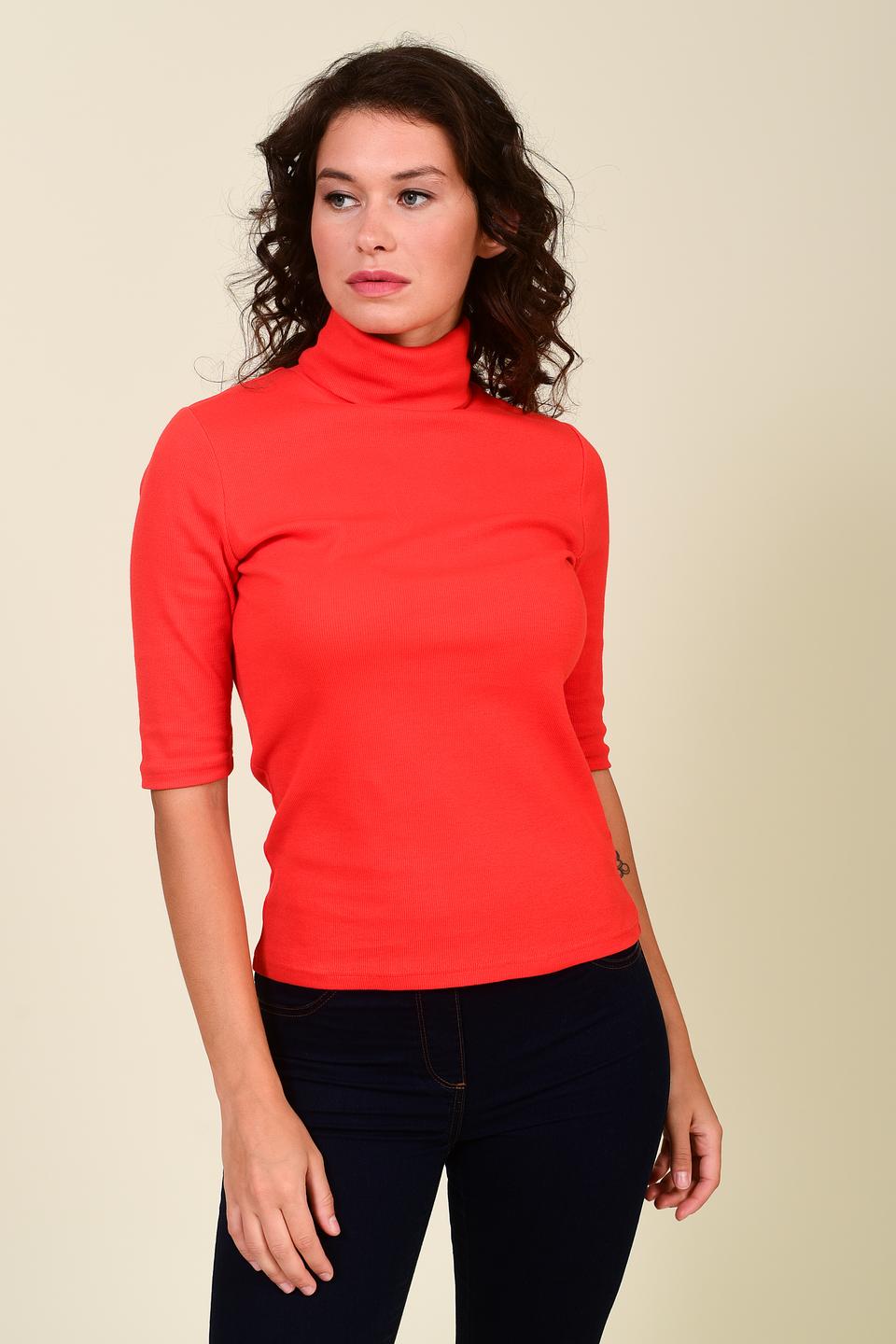 Водолазка Pezzo красная с 3/4 рукавом