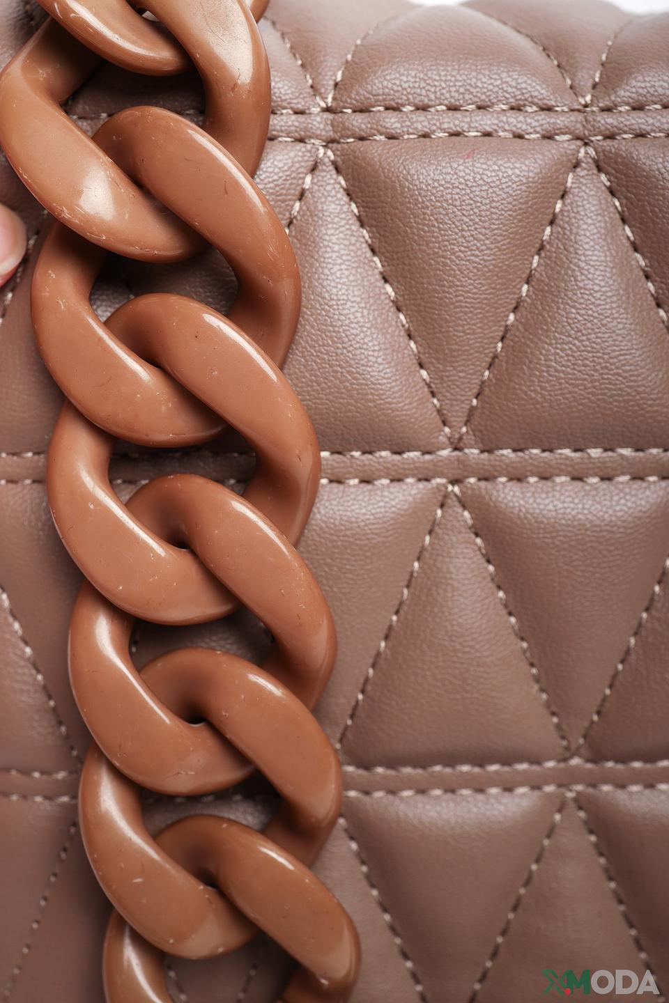 Сумка Pezzo стеганая коричневая