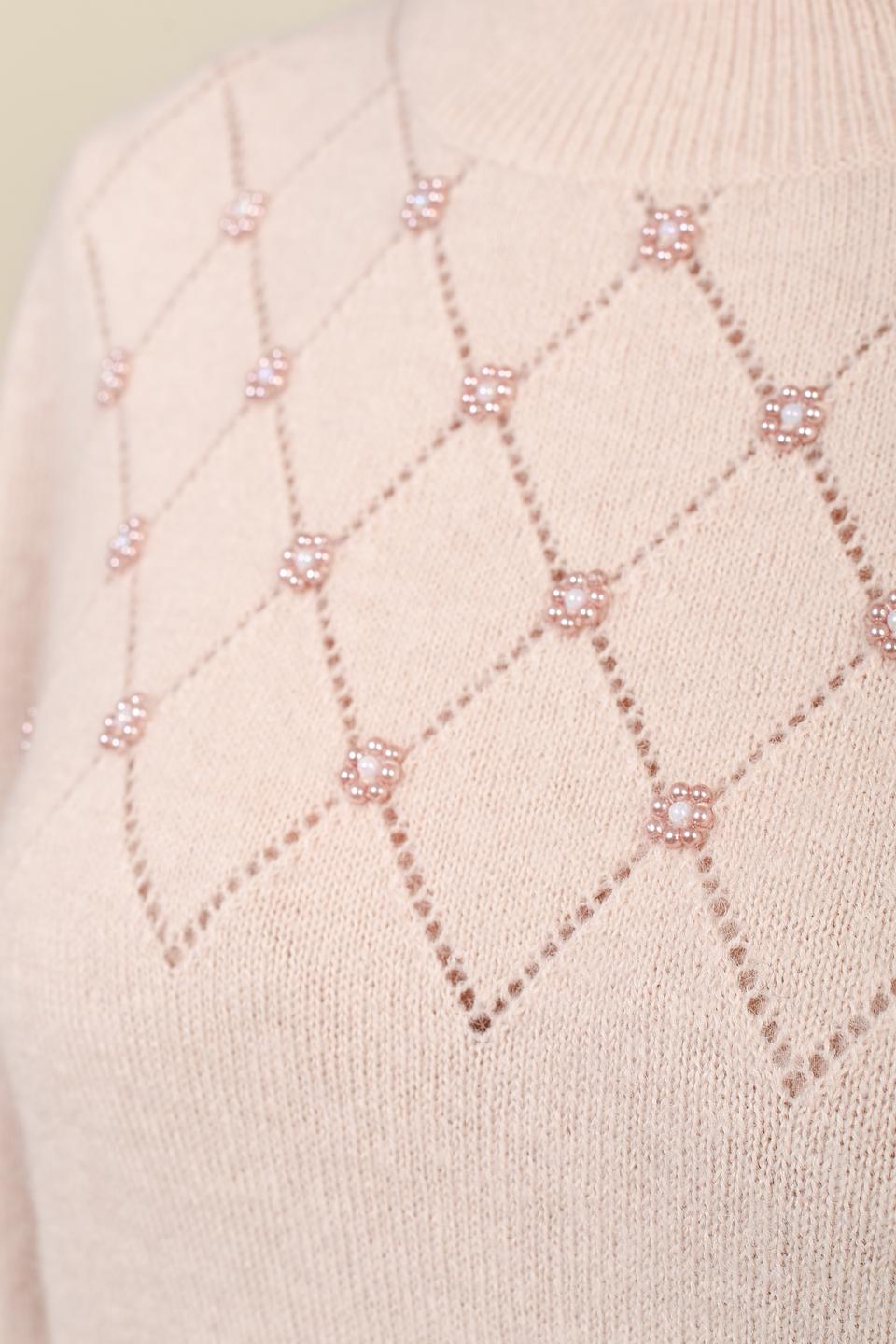 Пуловер Pezzo с вышивкой бежевый
