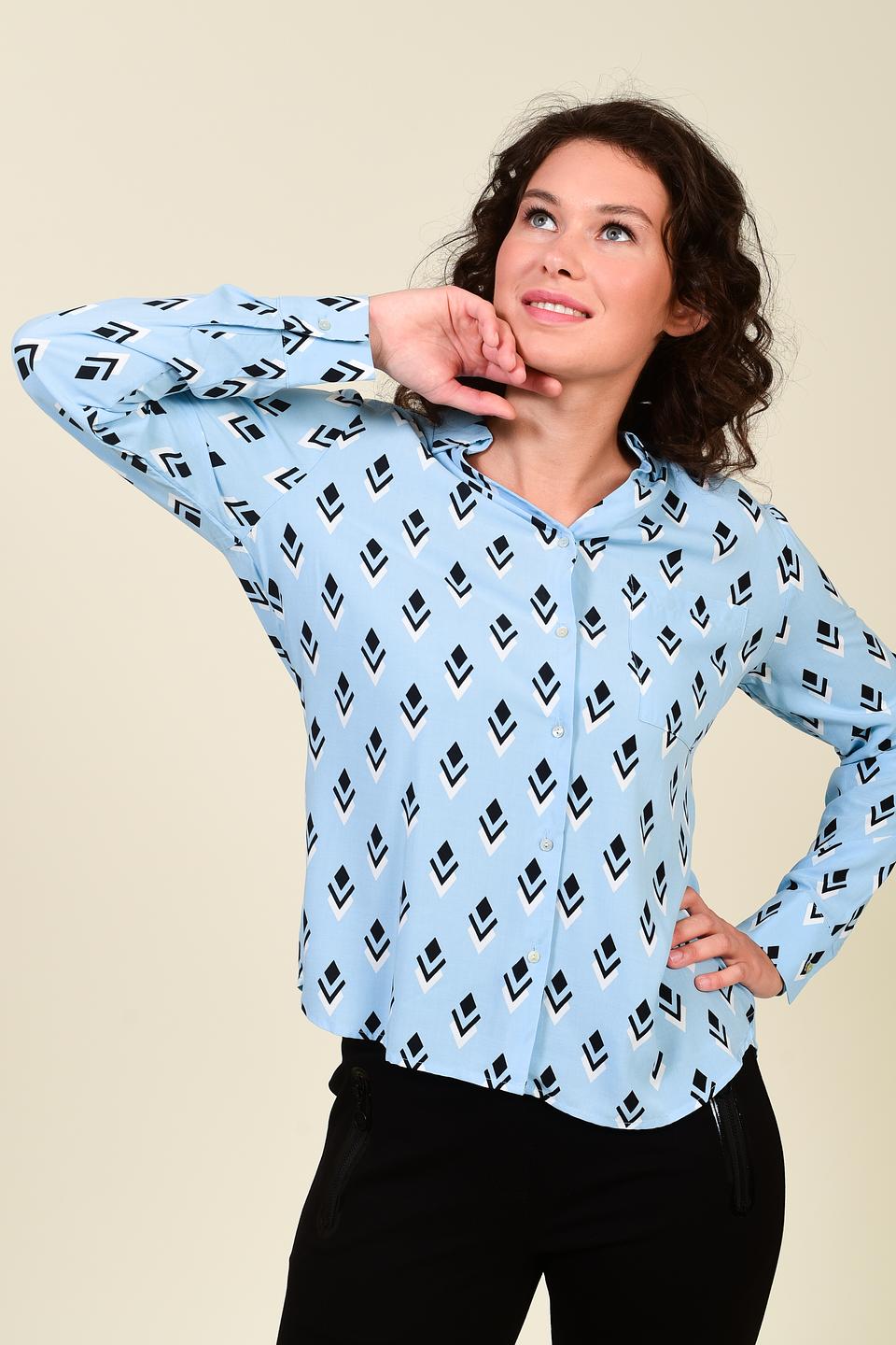 Блуза Pezzo с геометрическим принтом голубой