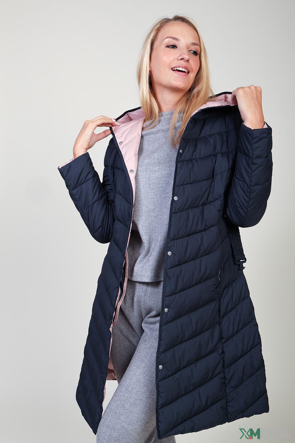 Пальто Pezzo стеганое тёмно-синее