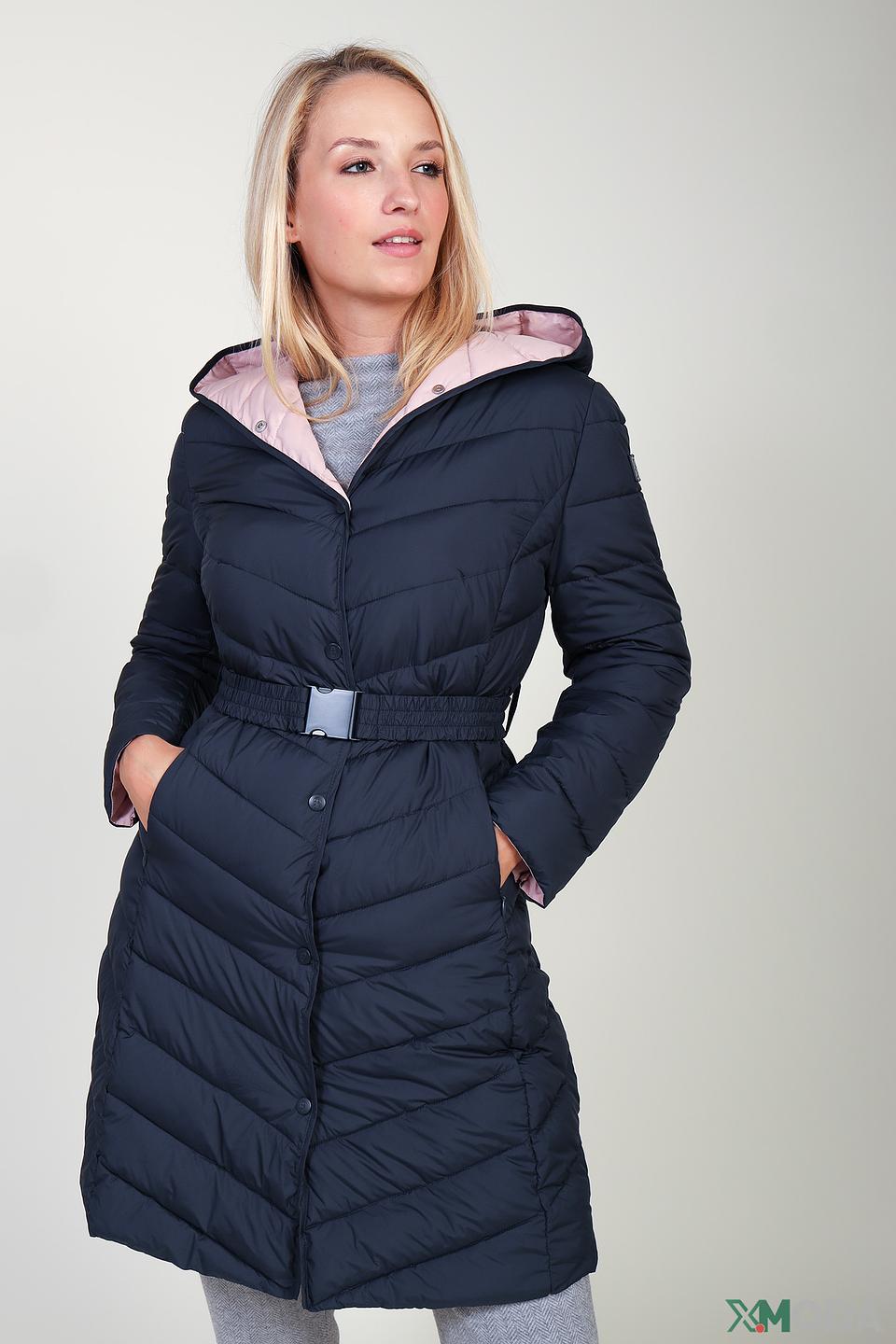 Пальто Pezzo стеганое тёмно-синее