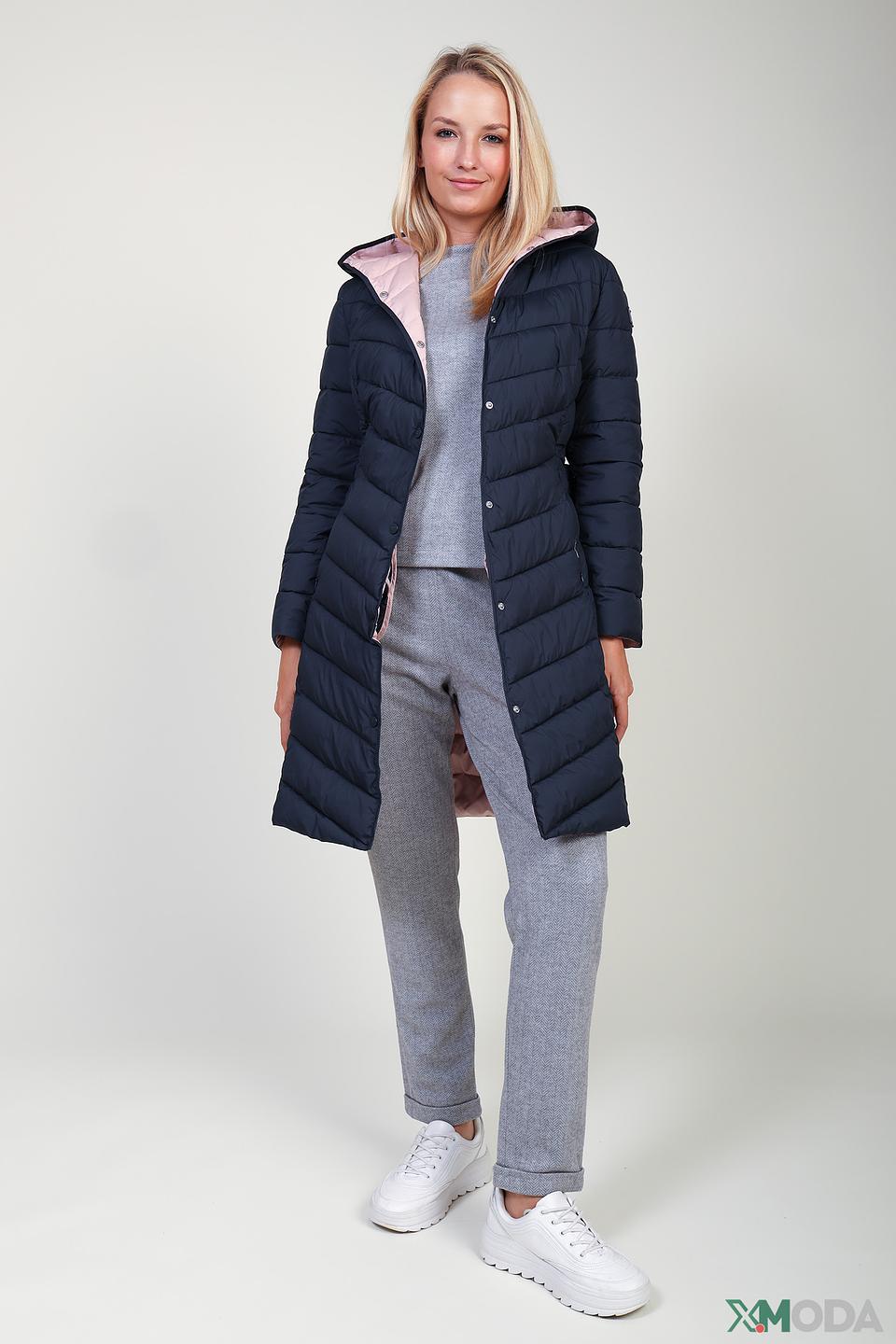 Пальто Pezzo стеганое тёмно-синее