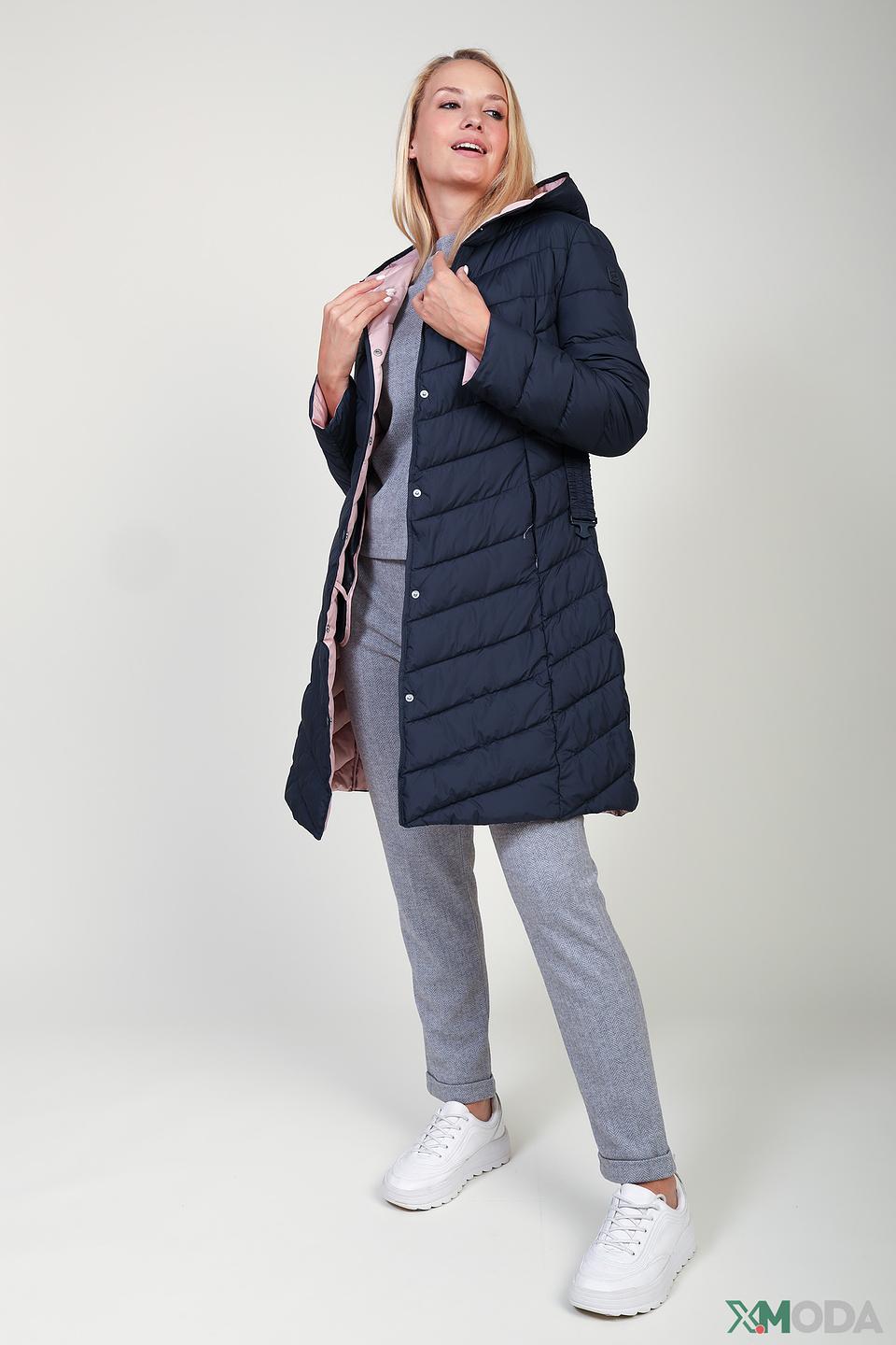 Пальто Pezzo стеганое тёмно-синее