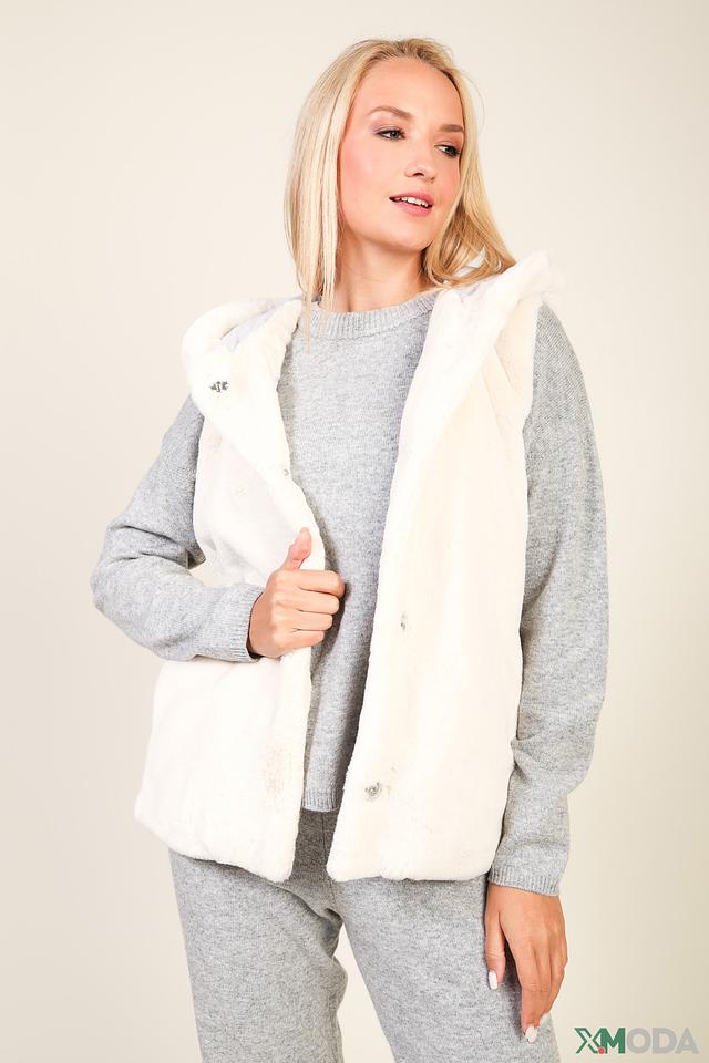 Жилет Oui с мехом кремовый