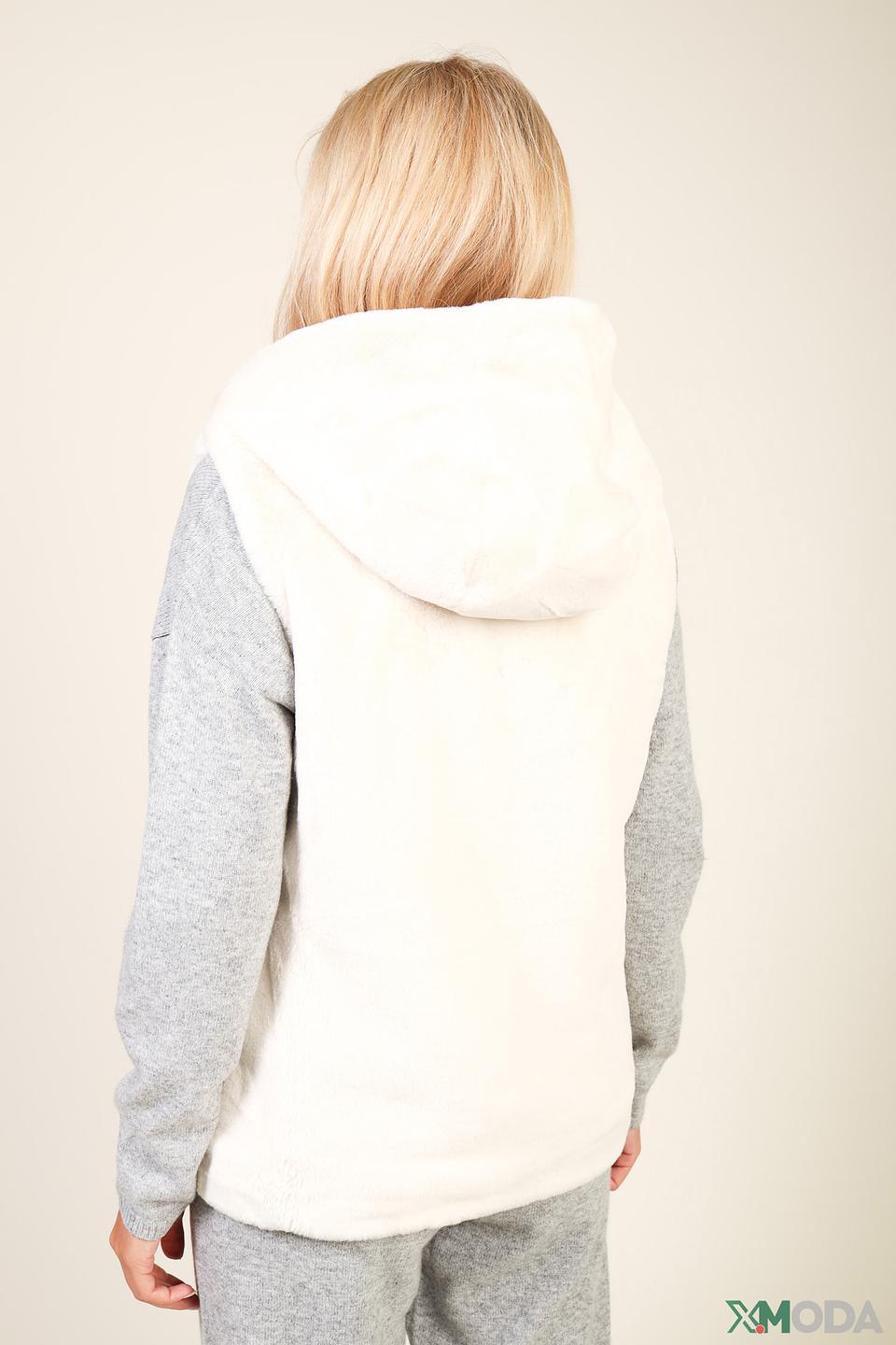 Жилет Oui с мехом кремовый