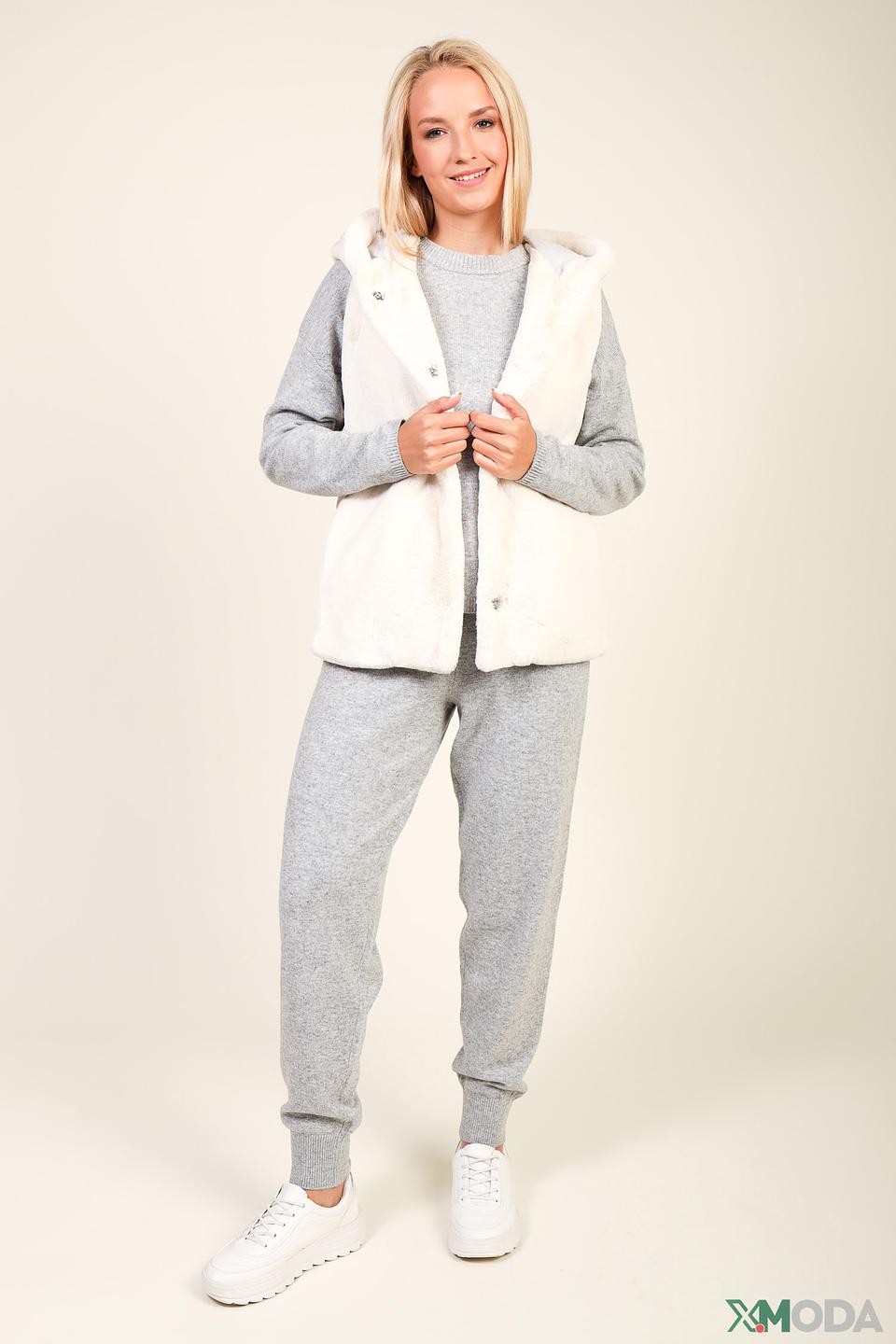 Жилет Oui с мехом кремовый