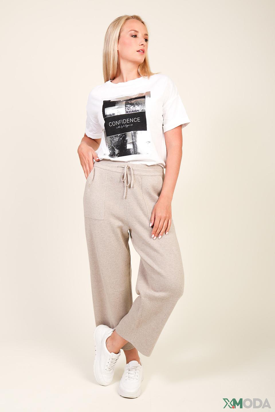 Брюки трикотажные Oui бежевые