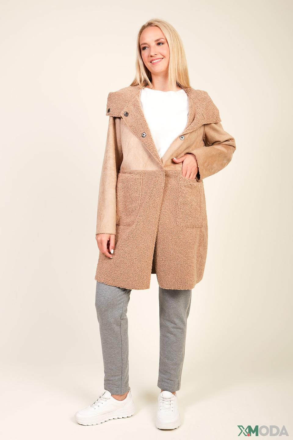 Пальто Elena Miro комбинированное бежевое