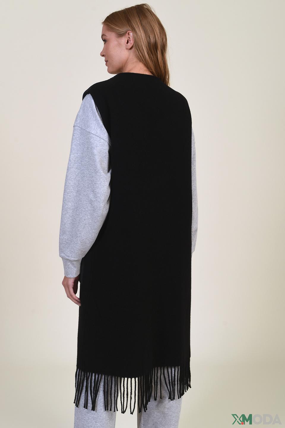 Жилет Marc Cain чёрный с бахромой