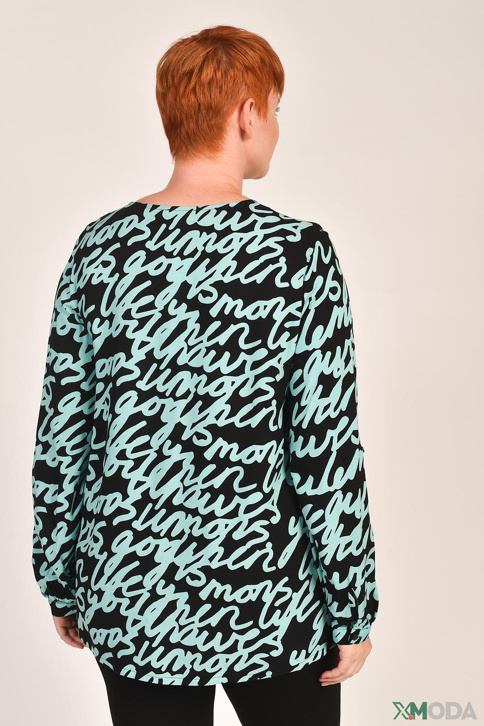 Блуза Doris Streich с принтом чёрно-бирюзовый