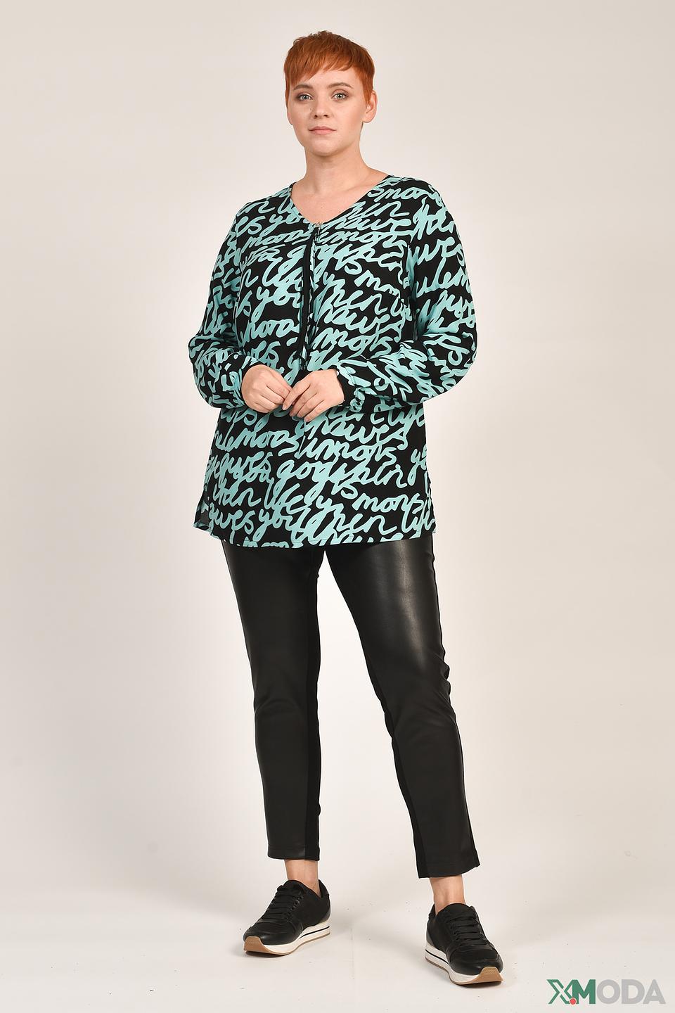 Блуза Doris Streich с принтом чёрно-бирюзовый