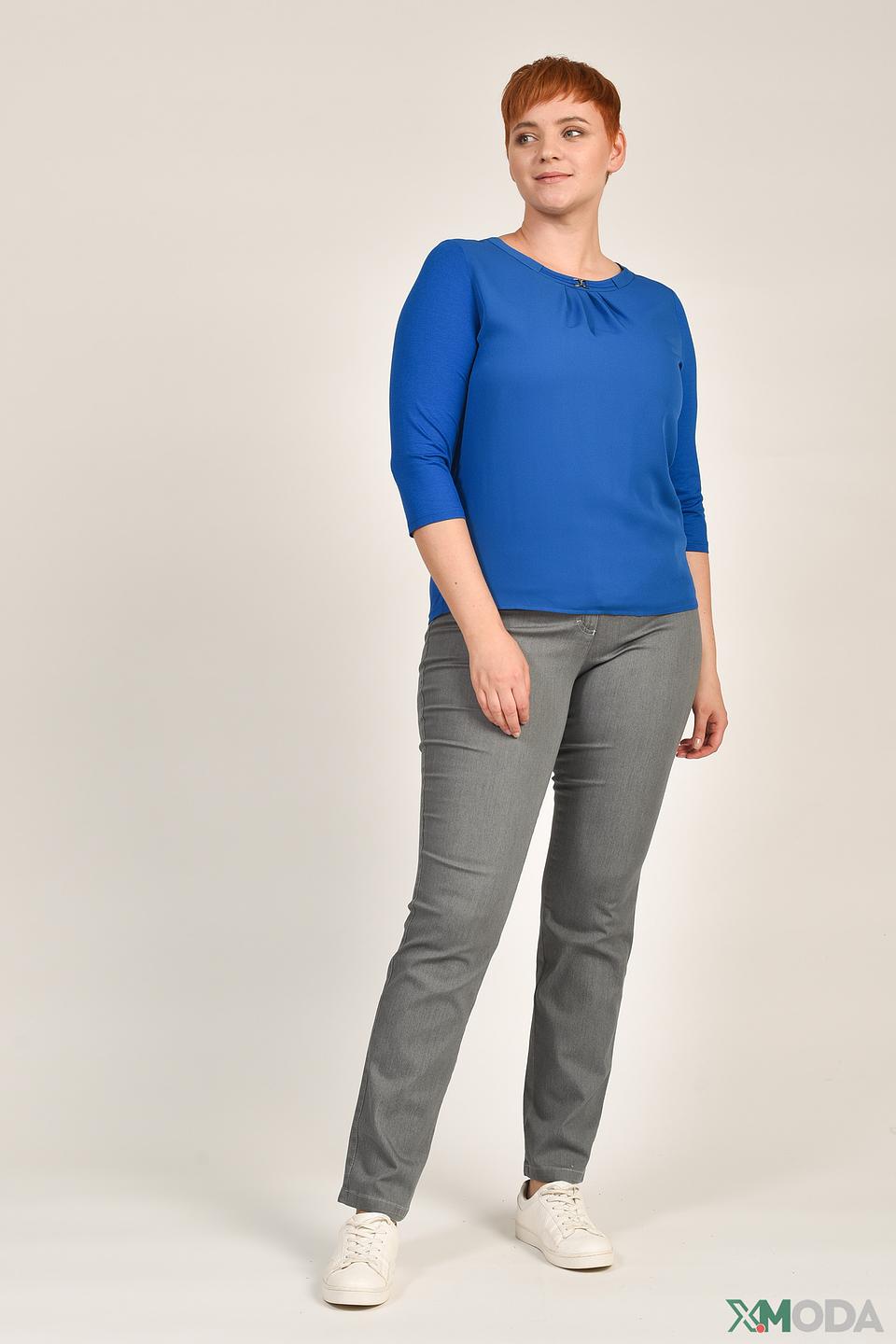 Блуза Frank Walder синяя с драпировкой