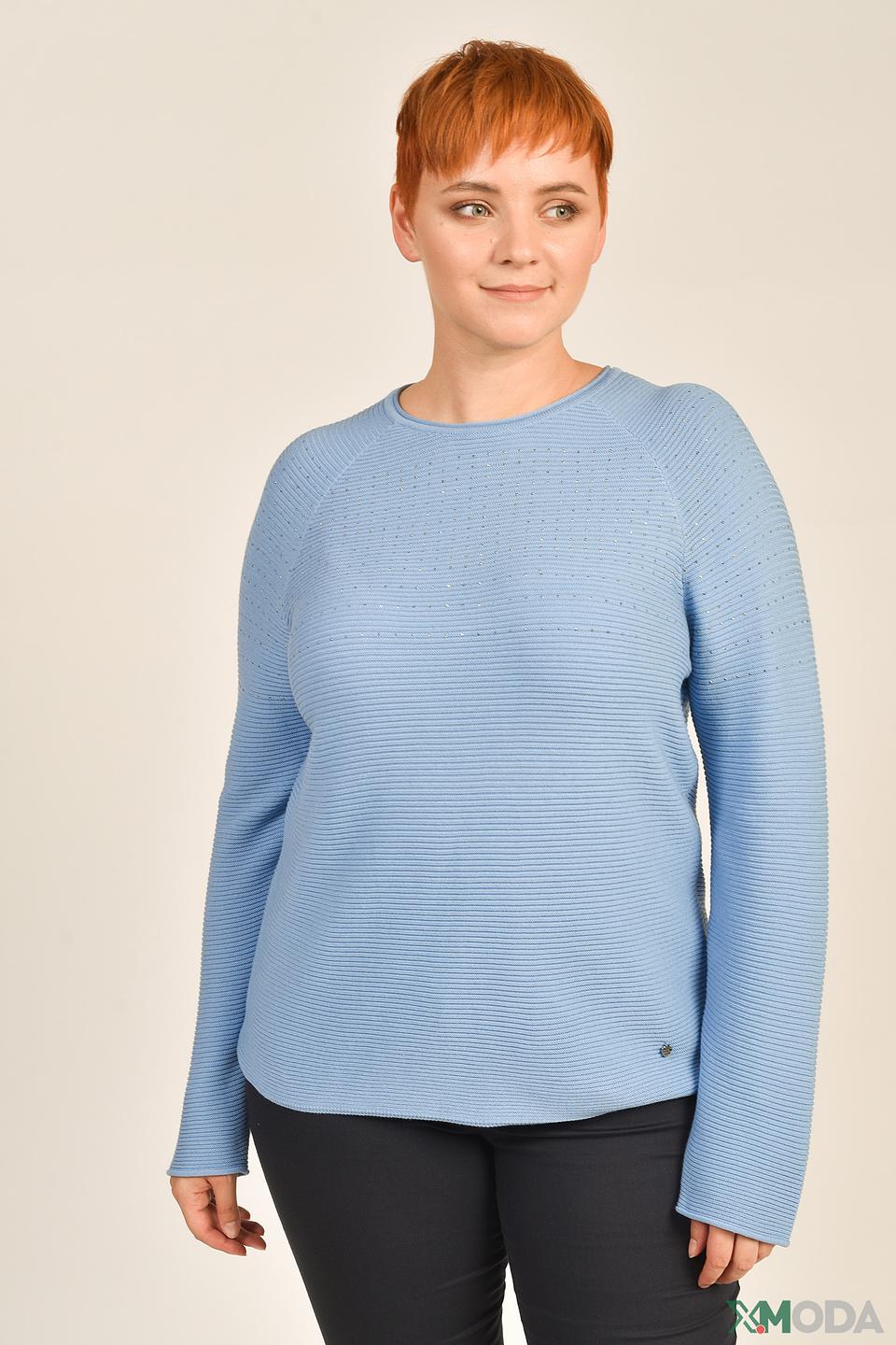 Пуловер Rabe collection голубой с вышивкой