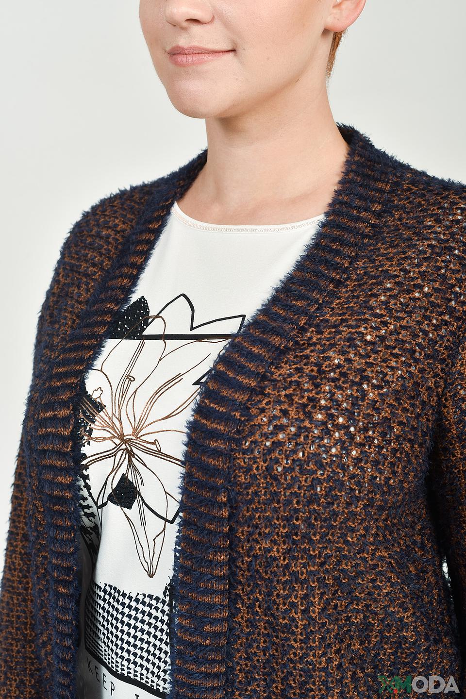 Кардиган Rabe collection вязаный коричневый