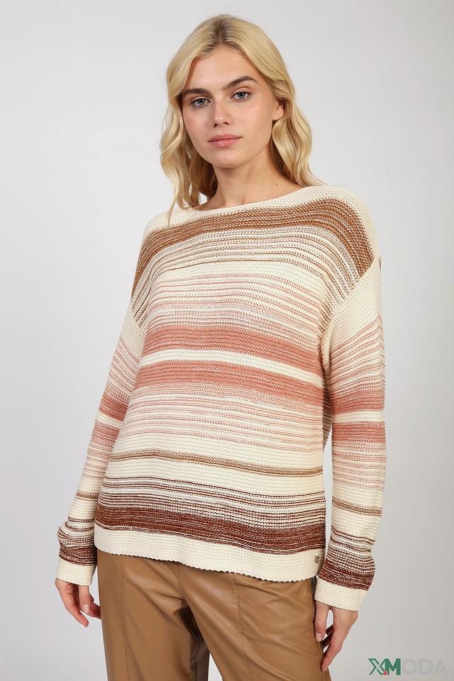 Пуловер Tom Tailor в полоску бежевый
