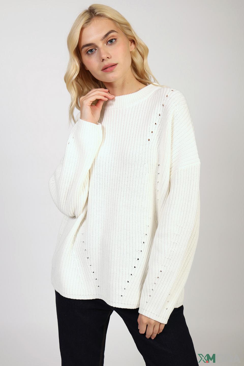 Пуловер s.Oliver с ажуром молочный