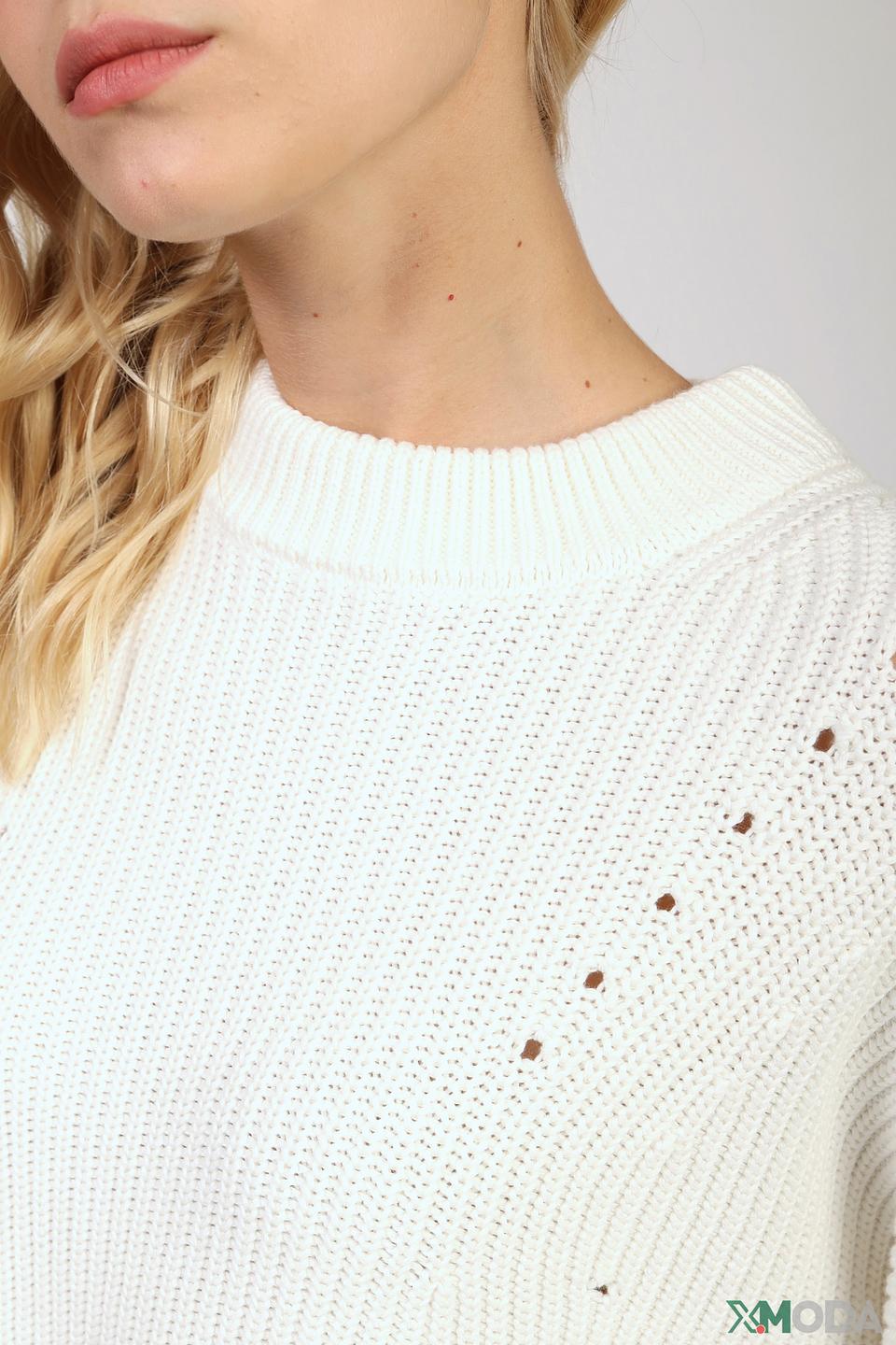 Пуловер s.Oliver с ажуром молочный
