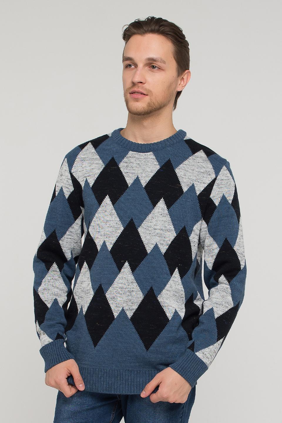 Джемпер VAY мужской в ромб синий