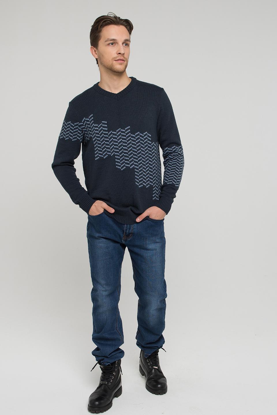 Джемпер VAY с узором тёмно-синий