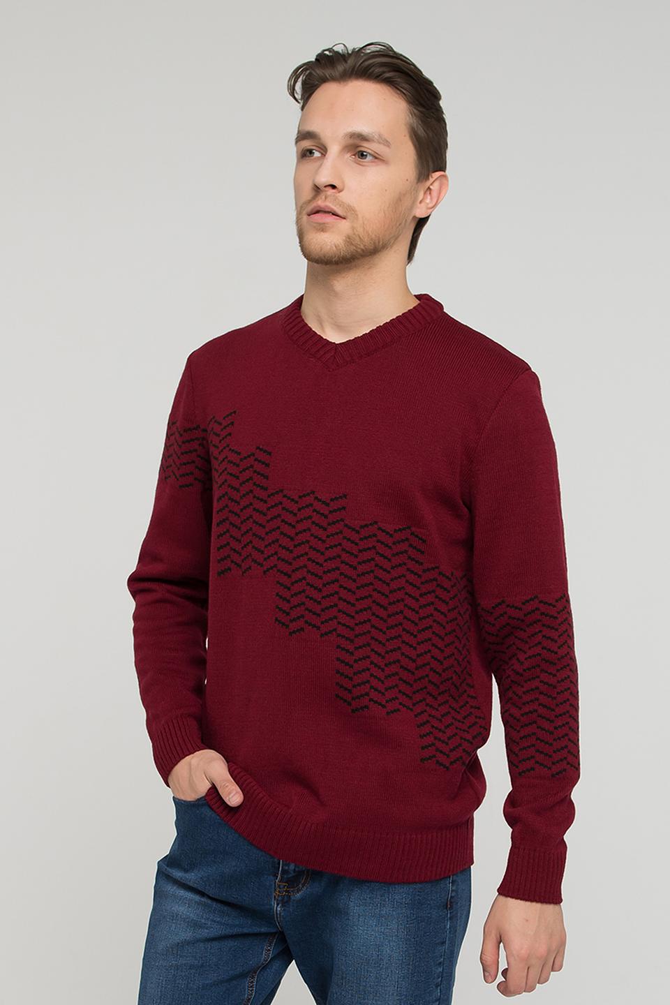 Джемпер VAY с узором бордовый