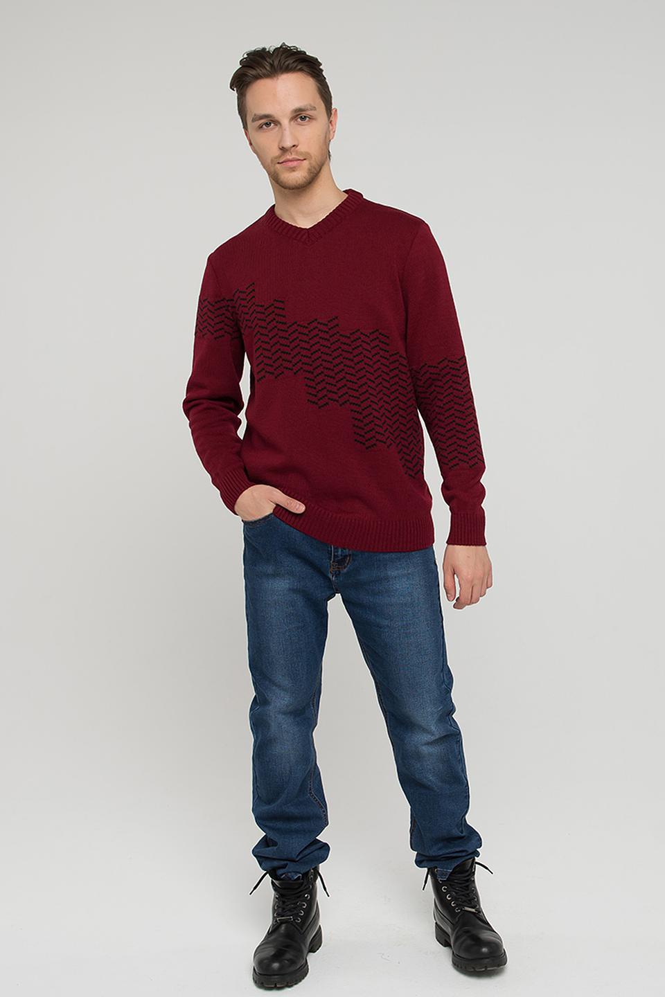 Джемпер VAY с узором бордовый