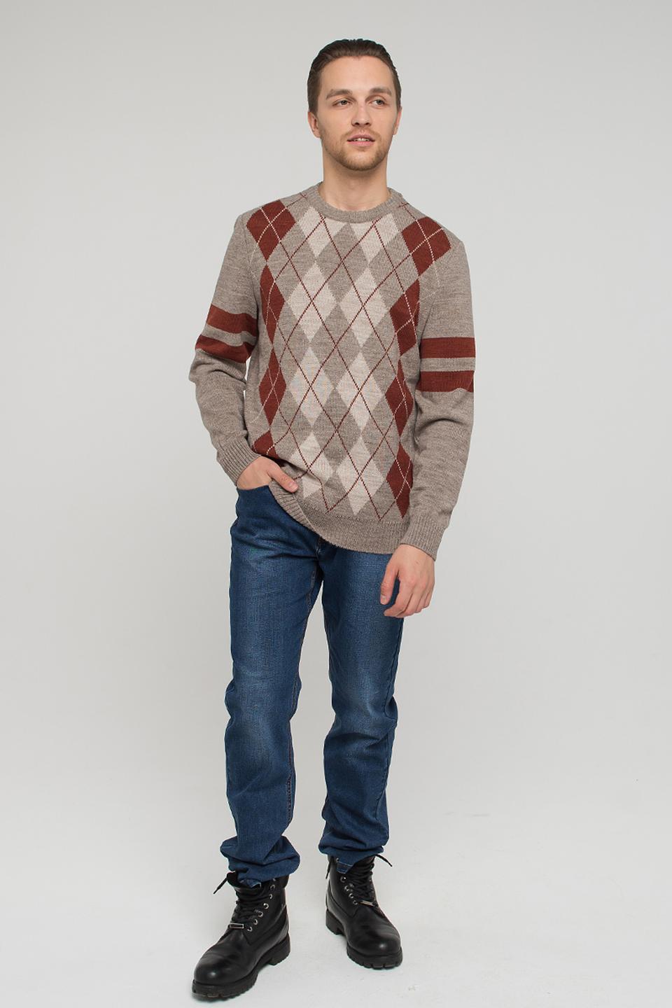 Джемпер VAY мужской в ромб серый