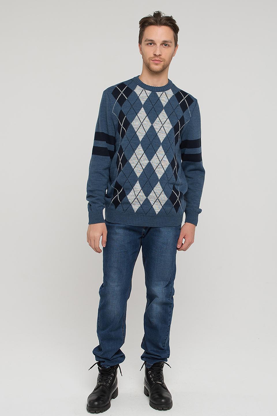 Джемпер VAY мужской в ромб синий