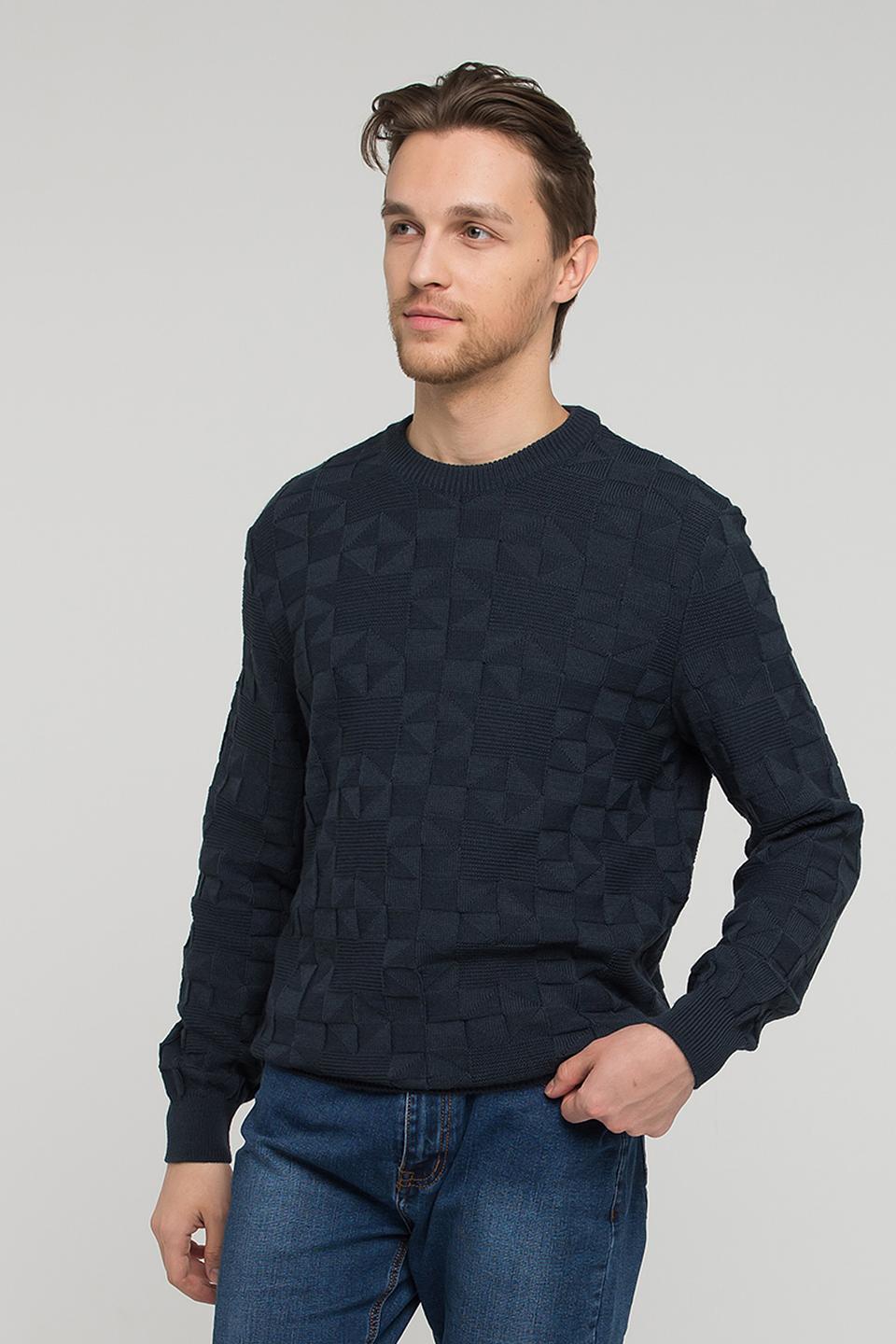 Джемпер VAY мужской тёмно-синий с узором