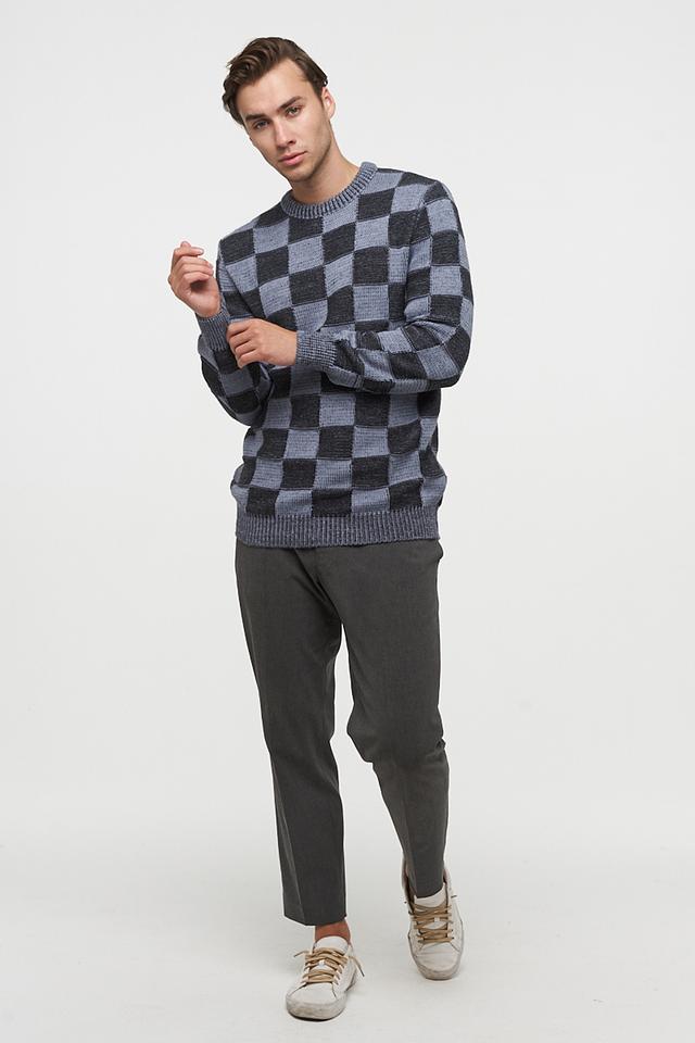 Джемпер VAY в клетку серый