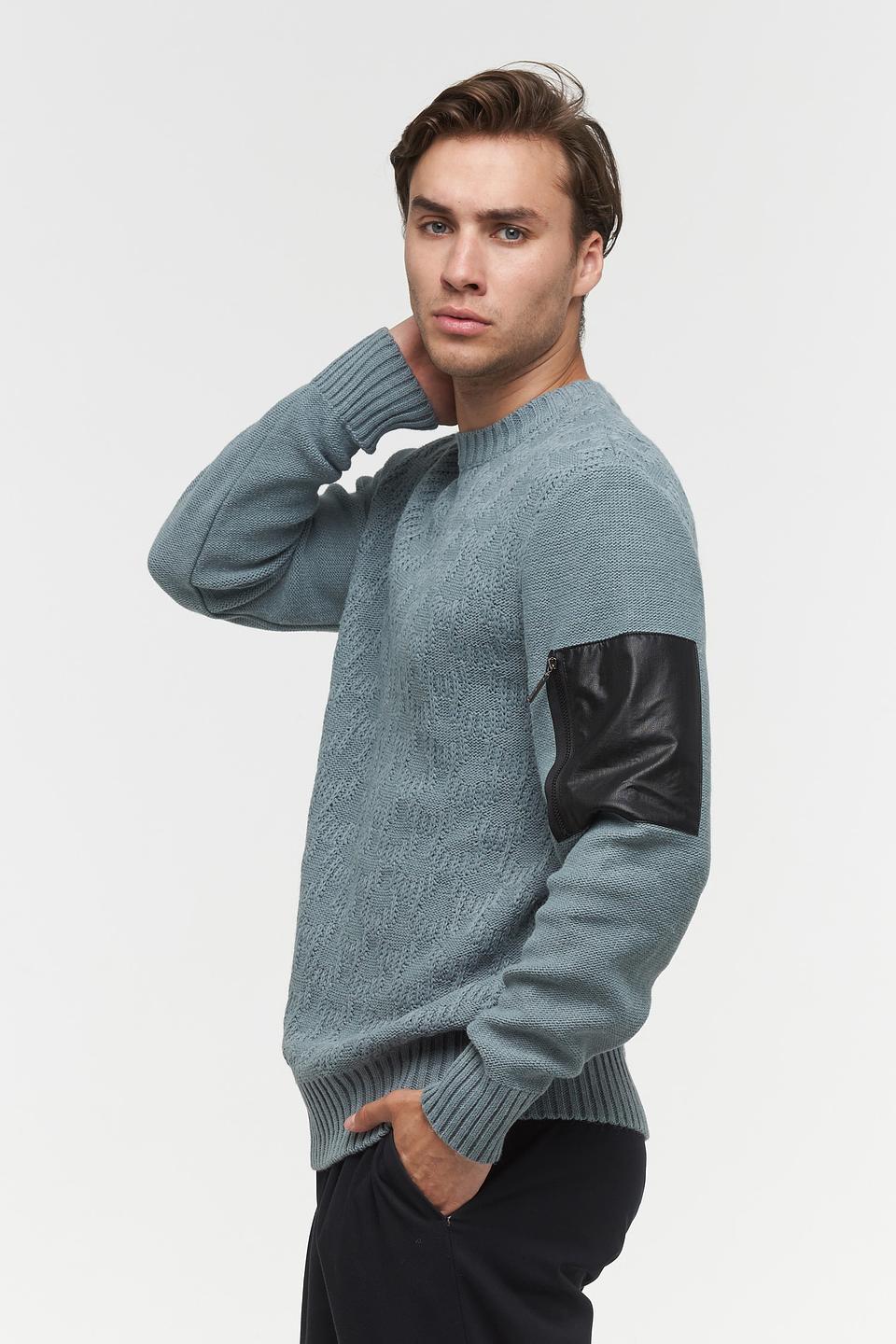 Джемпер VAY мужской с кожаными вставками