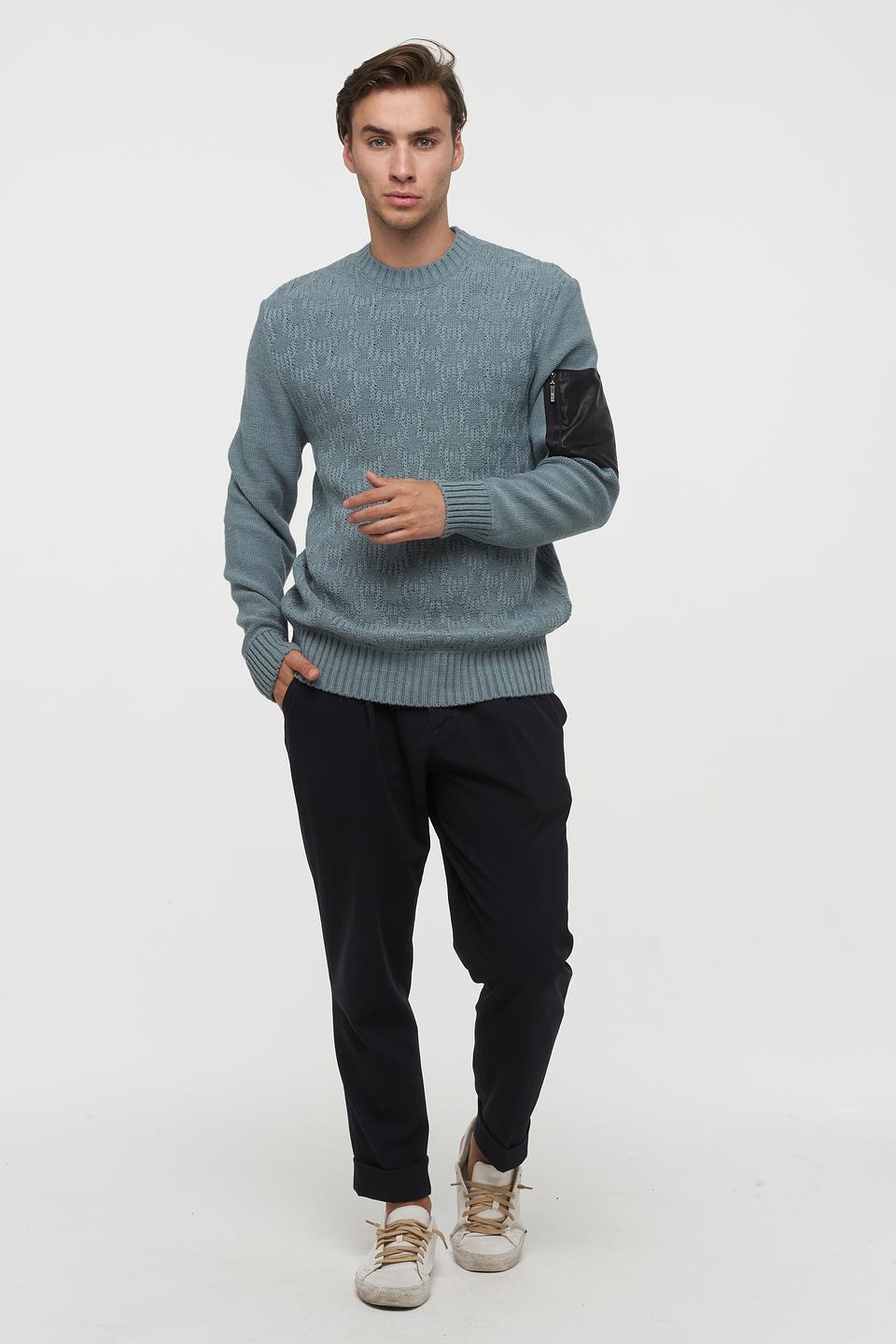 Джемпер VAY мужской с кожаными вставками