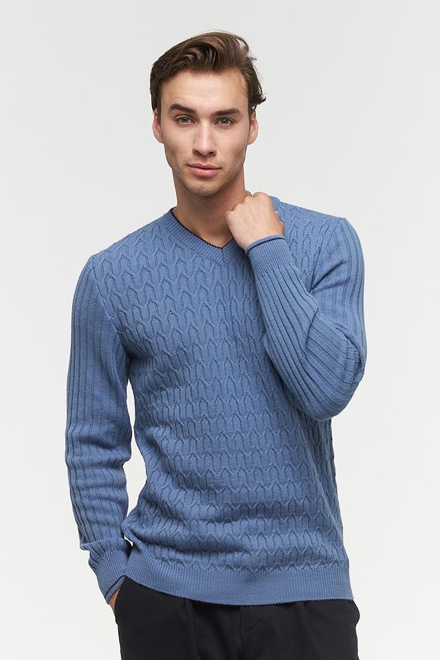 Джемпер VAY мужской голубой с косами
