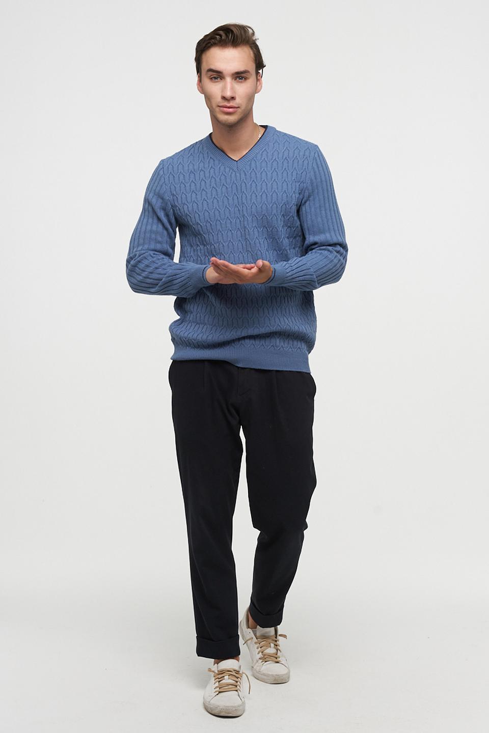 Джемпер VAY мужской голубой с косами