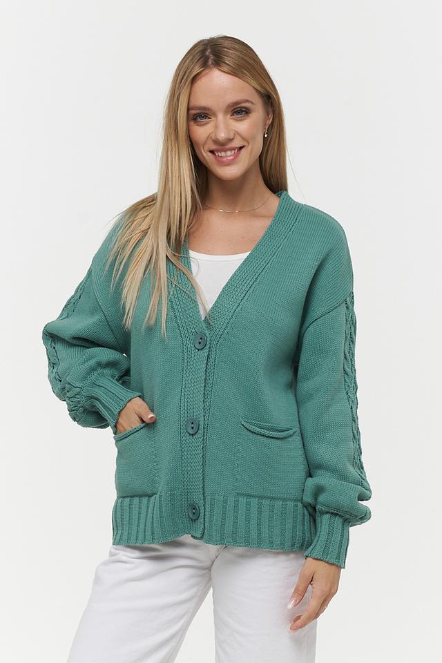 Кардиган VAY вязаный зелёный