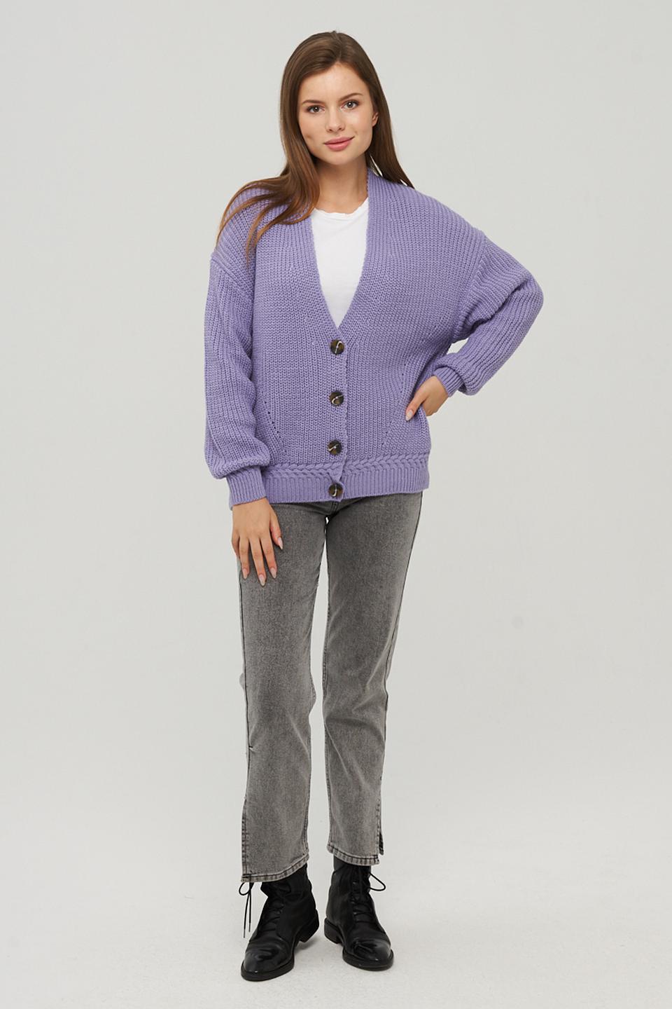 Кардиган VAY вязаный лавандовый